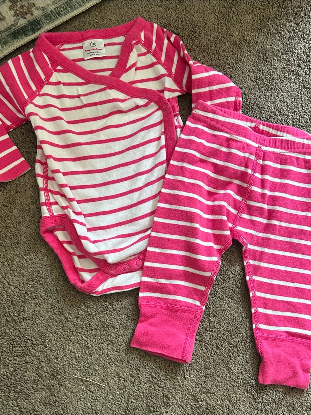 Hanna Andersson Hot Pink and White Striped One-Piece with Pants